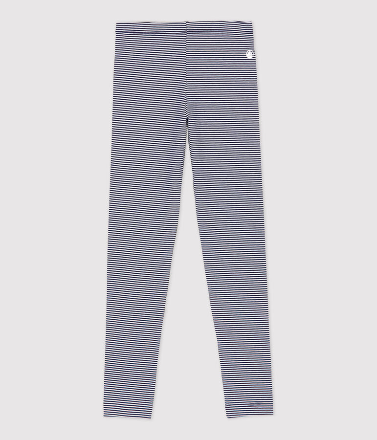 Meisjeslegging van jersey elastaan blauw/wit